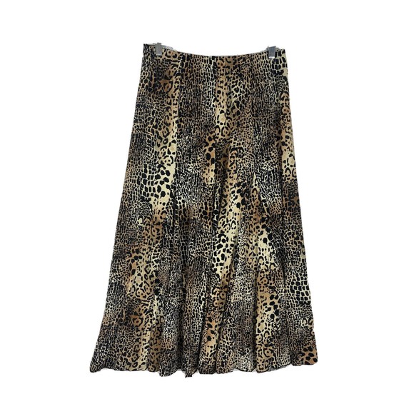 Chico's Womens Leopard Cheetah Print Animal Skirt Midi A line Size 1 - Picture 1 of 7